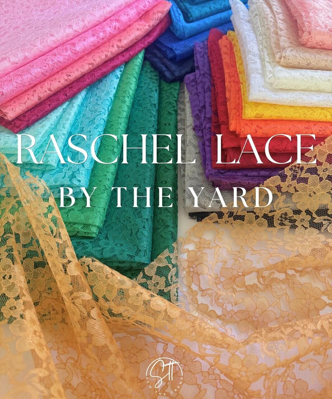 Raschel Lace Fabric by the Yard, 60" Wide Lightweight Floral Lace